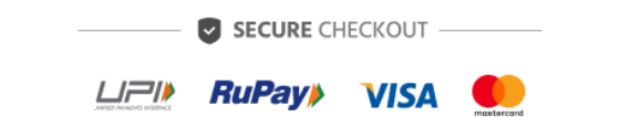 Secure checkout — UPI, RuPay, Visa, Mastercard